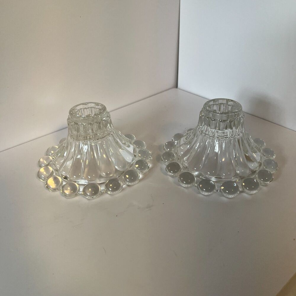 Pair of Anchor Hocking Boopie Glass Candle Holders
